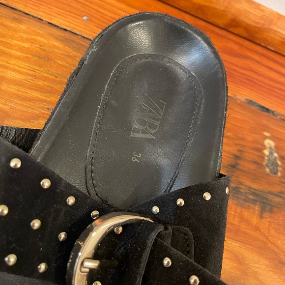 Zara Black Slides with Gold Studs - Picture 2 of 5